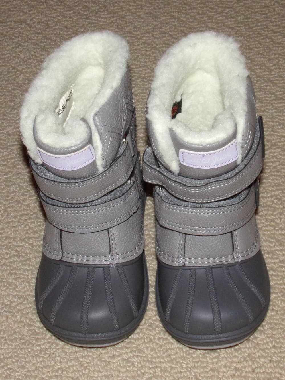 GIRLS CAT & JACK GRAY LILAC SNOW BOOTS SZ 7 TODDLER SIZE